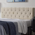 Lucid Mid-Rise Upholstered Headboard - Diamond Tufted - Padded Polyester - Adjustable Height from 34” to 46” - Easy Assembly - Bed Frame or Wall Mount - Sturdy - Pearl - King / Cal King Size