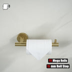 JQK Bathroom Hardware Set, 5-Piece Bath Accessories Set Brass Gold Wall Mount Includes 24 in Towel Bar, 9 in HT Bar, TP Holder, Towel Hook x 2 Brushed Gold, BAS105-BG