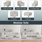 Legend Vansen Modular Sectional Sofa U Shaped Couch with Ottoman Modern Reversible Corner Sectional Couch for Living Room (Cream, U Shaped Sofa-4)