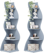 Tribesigns Corner Shelf, Modern 5-Tier Wall Corner Bookshelf, Stylish Corner Small Bookcase Storage Rack Plant Stand with Unique Shape for Living Room, Home Office (Blue, 2PCS)