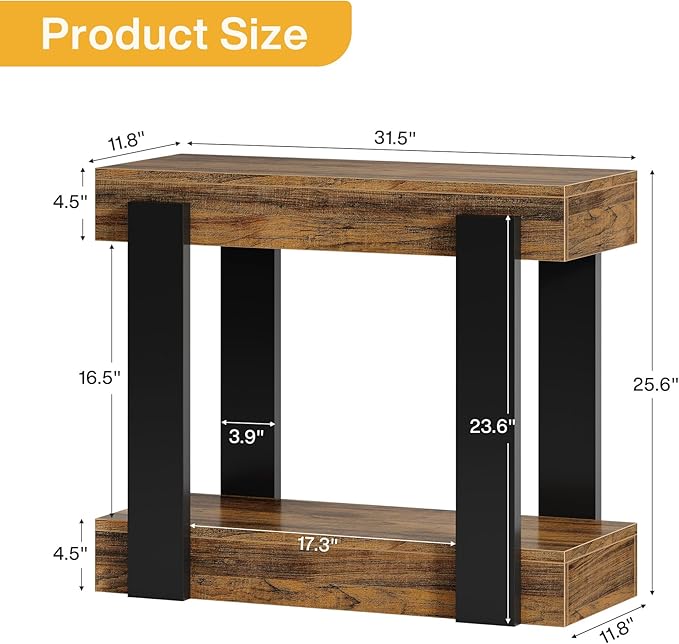 Tribesigns Narrow End Table, 2-Tier Farmhouse Side Table with Storage Shelf for Living Room, Rectangular Night Stand and Bedside Tables for Bedroom, Brown
