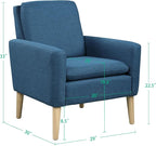 Lohoms Accent Chair for Living Room, Comfy Upholstered Reading Leisure Chair for Bedroom, Mid-Century Modern Armchair, Linen Fabric Single Sofa Chair for Apartment, Waiting Room, Navy Blue