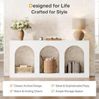 Tribesigns 70.9" White Console Table with Storage, Wood Entryway Entry Table with 3 Arched Shelves for Foyer, Hallway, Living Room, Behind Couch Sofa, Narrow Long