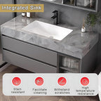 Gray 28IN Modern Bathroom Vanity - Wall-Mounted Bathroom Storage Cabinet & Bathroom Vanity with Sink, Bathroom Medicine Cabinet Wall Mounted, Defogging & Led Lighting | Bathroom Cabinet Slim