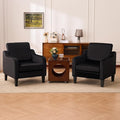 Accent Chairs Set of 2 with Soft Armrest, Modern Living Room Chairs, Upholstered Comfy Chair with Cushion, Boucle Pottery Barn Accent Chair, Single Armchair, Black