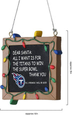 NFL Resin Holiday Christmas Chalkboard Sign Ornament