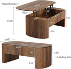 Tribesigns 47-Inch Oval Lift Top Coffee Table with Storage Shelf for Living Room, Rustic Lift Up Tabletop Mid Century Center Tables with Hidden Compartment, Rustic Brown