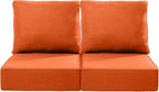 Luxury 22x24/22x25 6-Inch Outdoor Seat Cushions - Set of 2 Water Resistant Patio Chair Replacement Cushion for Porch Rattan Dining Rocker Glider Chairs Loveseat Couch Sectional Sofa - Orange