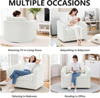 MINCETA Oversized Accent Chair for Living Room, 360° Swivel Barrel Chair with High Density Foam, Modern Glider Chair with Performance Fabric Upholstered Armchair for Apartment, Bedroom White