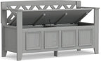 SIMPLIHOME Amherst Entryway Storage Bench - 48 inch Wide Solid Wood Hallway Seat in Fog Grey, Transitional Bench for Entryway or Living Room with Lift-Up Lid and Spacious Storage