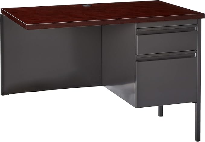 Lorell Single Right Pedestal Desk, 42 by 24 by 29-1/2-Inch, Mahogany