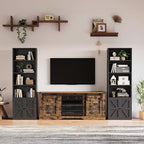 MXV 6-Tier Bookshelf and Bookcase Set of 2, Wooden Bookshelves with Cabinet Doors, Floor Bookshelves and Office Storage Cabinets for Home Office, Living Room (Black 2 Pack, 6-Tier)