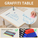 Toddler Table and 2 Chairs, Height-Adjustable Kids Table and Chairs Set, 31.5''L x 23.6''W Children Activity Table for Boys and Girls Aged 3-8