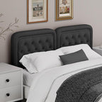 Tufted Upholstered Headboard Queen Size, Button Adjustable Height Queen Head Board Only, Sturdy and Durable Solid Wood with Nailhead Trim Headboards, Ideal for Bedroom, Dorm, Guest Room,Black