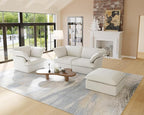 JACH Ottoman Module for Living Room, Cushion Covers Removable, Minimalist Comfy Breathable Ottoman Paired with Sofa Couch for Living Room Apartment, Beige