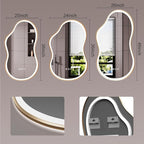 WTTY LED Irregular Bathroom Mirror 26x46 Inch with Front & Back Lights - Asymmetrical Design, Anti-Fog, Dimmable 3 Color Temperatures, Shatterproof Glass, Horizontal or Vertical Mount (Gold Frame)