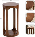 Kate and Laurel Dahl Modern Slatted Wooden Round Drink Table; 12 x 23; Walnut Brown; Transitional Wood Accent Pedestal Table for Use as Living Room Plant Stand or Small Bedroom Nightstand