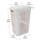 Mind Reader 60L Slim Laundry Hamper, Clothes Basket, Lid, Ventilated, Plastic, Set of 2, Ivory
