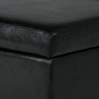 SIMPLIHOME Avalon Storage Ottoman Bench - 48 inch Wide Upholstered Solid Wood Rectangular Ottoman in Carbon Black, Contemporary Storage Bench for Bedroom or Living Room with Lift-Top Lid