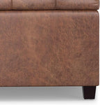 SIMPLIHOME Sienna 33 inch Wide Transitional Rectangle Storage Ottoman Bench in Distressed Saddle Brown Vegan Faux Leather, Assembled, for The Living Room, Entryway and Family Room