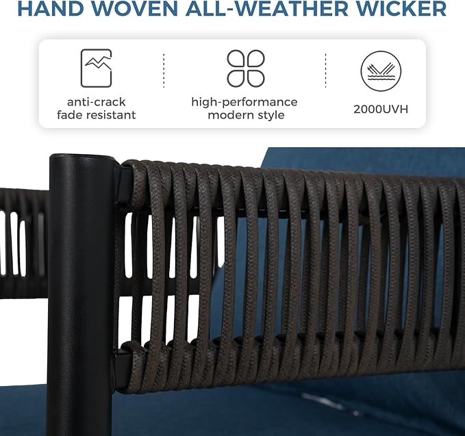 Grand patio 7-Piece Outdoor Dining Set for 6 with 1 Rectangle Expandable Table for 4-6 Person, Metal Woven Wicker Fixed Patio Chairs with Thickened Cushions for Yard, Poolside, Deck (Brown)