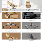 Home Office Desk Chair, 90°-160° Reclining, High Back Executive OfficeChair 400LBS with Footrest, Ergonomic Scratch-Resistant Faux Leather Computer Gaming Chair with Lumbar Support