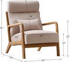 ANJHOME Mid Century Modern Accent Chair with High Back, Single Lounge Armchair with Solid Wood Frame, Comfy Reading Chair for Living Room, Easy Assembly