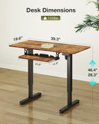 Casaottima Electric Standing Desk with Keyboard Tray, 40 Inch Height Adjustable Small Table, Sit Stand Table, Writing Computer Desk for Home, Office, Workstation, Rustic Brown