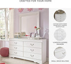 Signature Design by Ashley Anarasia Modern Glam Children's 6 Drawer Dresser, White