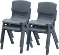 Stackable School Chairs, 14", Kids Furniture, Grey, 4-Pack