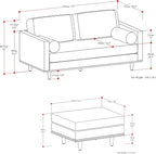 SIMPLIHOME Morrison Mid-Century Modern 72 inch Wide Sofa with Ottoman Set in Mist Grey Tightly Woven Performance Fabric for the Living Room and Family Room