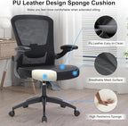 Office Chair, 350lbs Heavy Duty Ergonomic Desk Chair with Flip-Up Arms, Home Office Desk Chairs with Adjustable Seat Height & Lumbar Support, Executive Computer Desk Chair for Heavy People