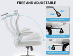 TRALT Ergonomic Office Chair - Desk Chair with Wave High Back Adjustable Lumbar Support Computer Chair - Gaming Chairs Mesh Backrest and PU Leather Seat for Home Reading Chairs to Adults(White)