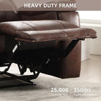 Leather Recliner Chair, Manual Recliner Chair for Adults with Overstuffed Arms and Back, Single Sofa Recliner with Cup Holders for Living Room Set of 2, Red Brown