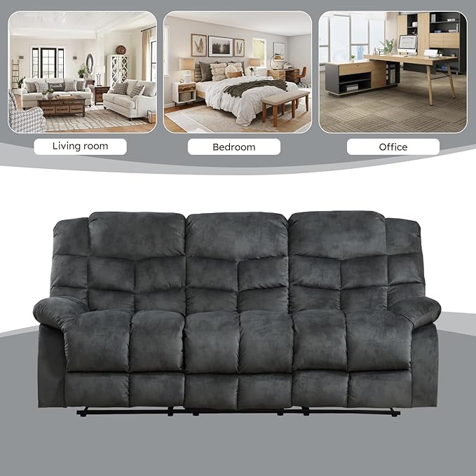 EBELLO Reclining Sofa Furniture Set, Loveseat Recliner Sofa and 3PC Bonded Manual Recliner Set for Living Room, Grey Green (Loveseat+Sofa)