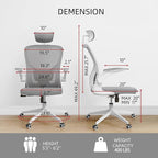 Office Chair Ergonomic Desk Chair, 350 LBS Mesh Office Chair with Lumbar Support, Comfy Desk Chair with Wheels, Big and Tall Chair for Study Work Gaming (03Grey)