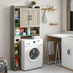 Farmhouse Storage Cabinet Over Toilet with 2 Barn Doors & Toilet Paper Holder Stand, Space-Saving Bathroom Rack