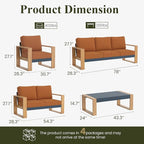 LayinSun 5 Pieces Aluminum Patio Furniture Set with Coffee Table, Oversized Seat with Hight Back, Outdoor Conversation Sets for Porch, Balcony, Deck