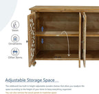 Accent Cabinet with 4 Doors, Hollow Carved Storage Sideboard, Wood Buffet Cabinet for Living Room, Dining Room, Entryway (4-Door 2 Compartment)