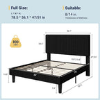 Allewie Full Size Upholstered Bed Frame with Vertical Channel Tufted Headboard, Soft Corduroy Fabric Platform Bed, Strong Wooden Slats Support, Easy Assembly, No Box Spring Needed, Black