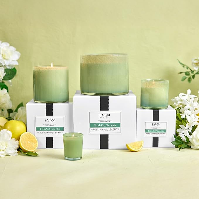 LAFCO New York Votive Candle, Fresh Cut Gardenia - 1.9 oz - 20-Hour Burn Time - Reusable Glass Vessel - Made in The USA