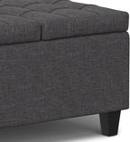 SIMPLIHOME Harrison 30 inch Wide Transitional Square Small Coffee Table Storage Ottoman in Slate Grey , Assembled, For the Living Room and Bedroom
