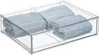 mDesign Wide Plastic Stackable Bathroom Storage Organizer Bin with Pull Out Drawer for Cabinet, Vanity, Shelf, Cupboard, Cabinet, Countertop, or Closet Organization - Lumiere Collection - Clear