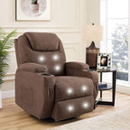 Flamaker Rocking Chair Recliner Chair with Massage Swivel Ergonomic Lounge Chair Classic Single Sofa with 2 Cup Holders Side Pockets Living Room Chair Home Theater Seat (Brown)