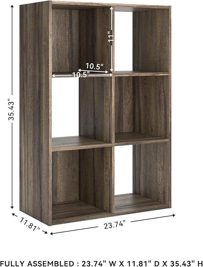 Signature Design by Ashley Shallifer 6 Cube Storage Organizer or Bookcase, Brown