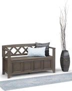 SIMPLIHOME Amherst Entryway Storage Bench - 48 inch Wide Solid Wood Hallway Seat in Farmhouse Grey, Transitional Bench for Entryway or Living Room with Lift-Up Lid and Spacious Storage