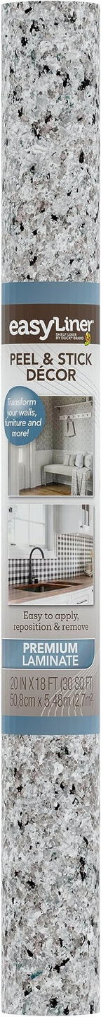 EasyLiner Peel & Stick Decor Removable Peel and Stick Wallpaper - Self Adhesive Decorative Shelf Paper for Cabinets, Walls, Resurfacing Projects - Adhesive Shelf Liner - 20in x 18ft - Gray Granite