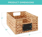 Best Choice Products Set of 4 9x12in Water Hyacinth Pantry Baskets, Woven Organizers w/Chalkboard Label, Chalk Marker - Natural