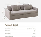 SICOTAS 90.5" Modern Sofa with Deep Seat, Large Down-Filled Cloud Couch with 4 Pillows & Solid Wood Frame, Oversized 3 Seater Sofa Comfy Sleeper Couches for Living Room, Apartment, Wheat Gray