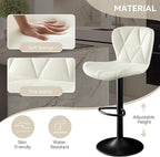 Bar Stools Set of 2,Adjustable Swivel Barstools,Counter Height Barstools with Backs Faux Leather Kitchen Island Bar Chair, White